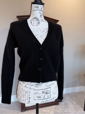 Lululemon Alpaca Wool Blend Black Cropped Cardigan XS Soft Luxe